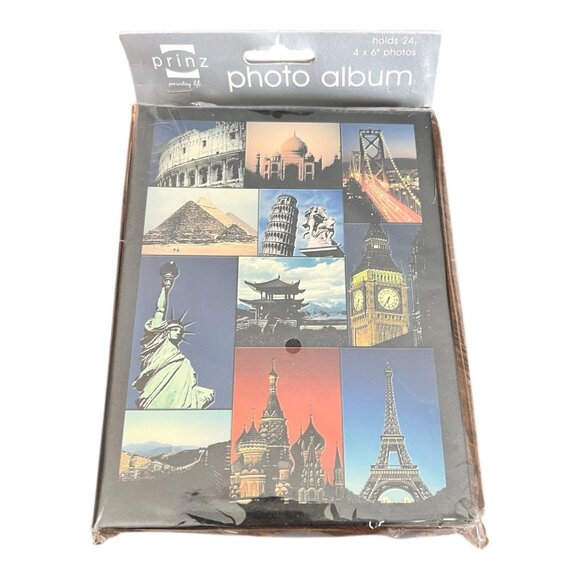Prinz Photo Album Holds 24 4x6" Photos With World Landmark Design NEW Sealed - Picture 1 of 3